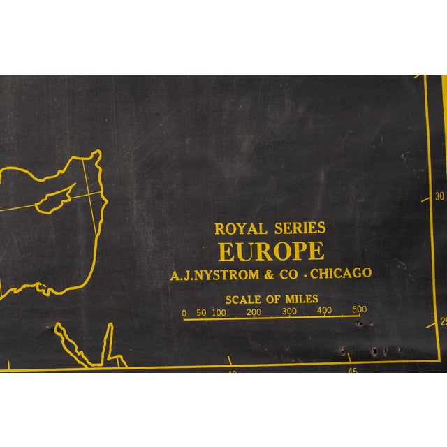Mid 20th Century Nystrom Royal Series Pull Down Classroom Map of Europe For Sale - Image 9 of 9