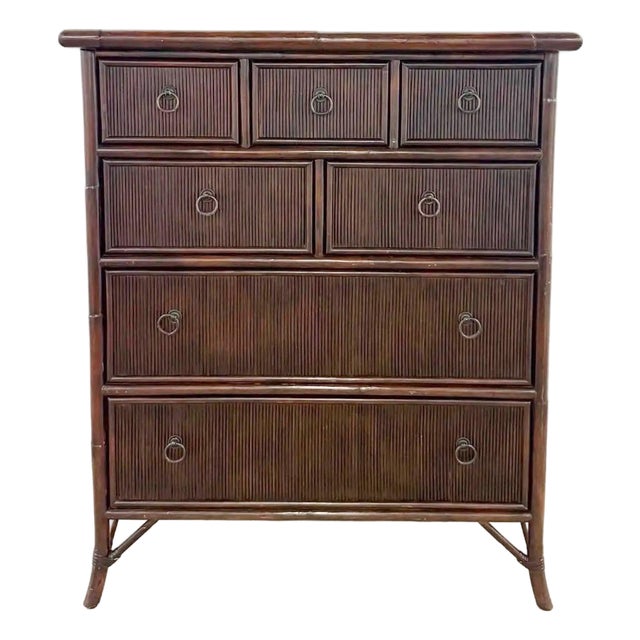 British Colonial Bamboo and Reed Chest Dresser by Decca For Sale