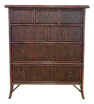 British Colonial Bamboo and Reed Chest Dresser by Decca