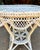 Vintage White Wicker and Rattan Side Table With Scalloped Skirt For Sale - Image 4 of 15