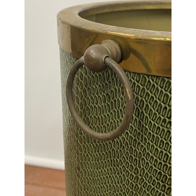 Metal Faux Green Lizard Skin Umbrella Stand For Sale - Image 7 of 13