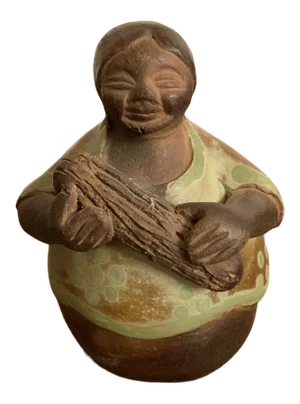 Mid 20th Century Chulucanas Pottery of Woman, Signed Angelica Silva Peru