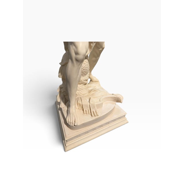 Mid 20th Century Mid-Century Italian Alabaster Replica of Bernini’s David Sculpture by A. Santini For Sale - Image 5 of 10