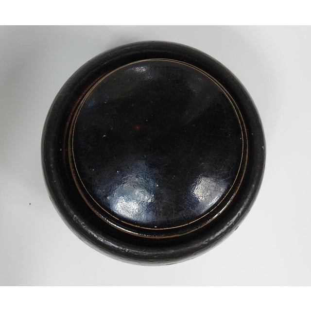 Mid 20th Century Covered Brown Pottery Jar For Sale - Image 4 of 9