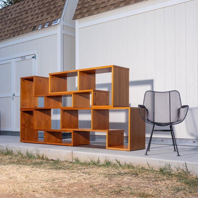 Vintage Scandinavian Teak Modular Puzzle Wall Unit Room Divider, 4 Pieces For Sale - Image 11 of 18