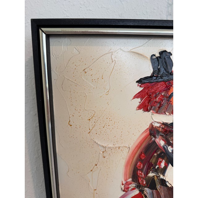 1980 Morris Katz (1931–2010) Original Oil Painting Clown Impasto Palette Knife For Sale - Image 9 of 13