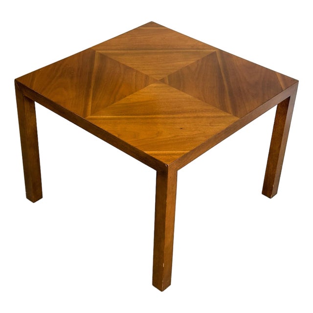 1960s Lane Altavista Diamond Inlay Walnut Parsons Side Table For Sale
