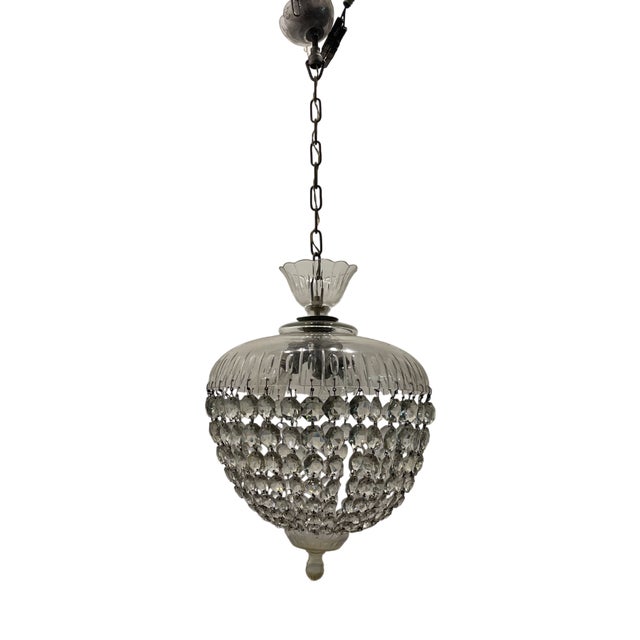 Murano Glass Crystal Light Pendant, 1950s For Sale