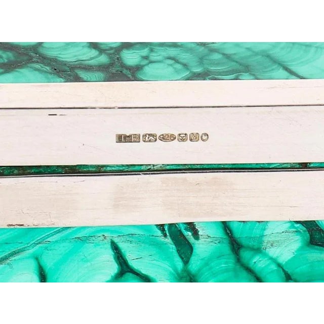 Metal Vintage Sterling Silver Mounted Malachite Casket, 20th Century For Sale - Image 7 of 10