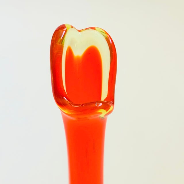 MCM Viking Epic Persimmon Orange Swung Glass Vase For Sale In San Francisco - Image 6 of 11