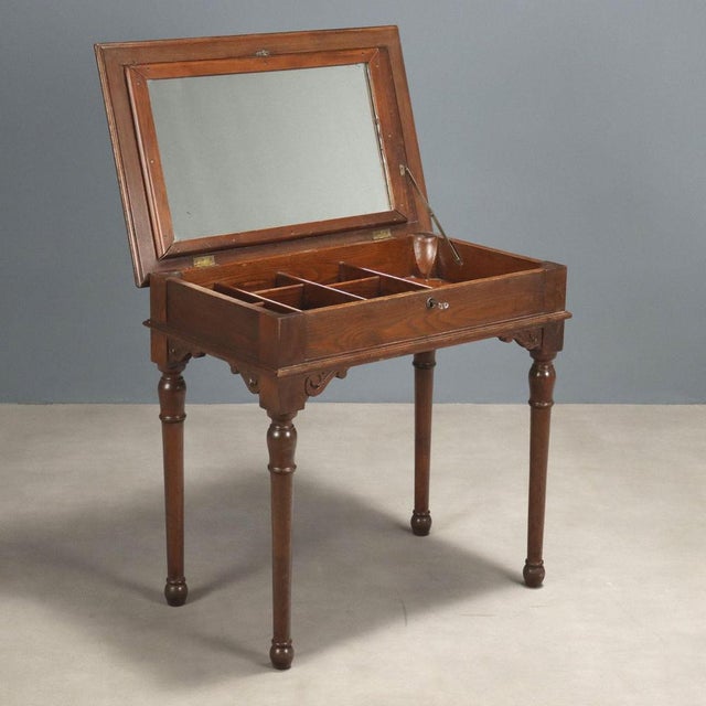 Italian Writing Desk in Elm and Mahogany Veneer For Sale - Image 6 of 11