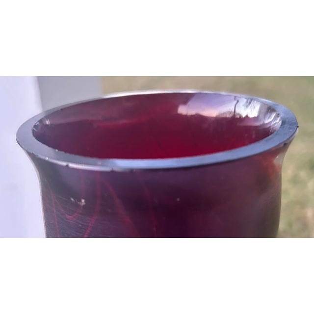 Circa 1900 Bohemian Josef Rindskopf Art Nouveau Iridescent Ruby Red Glass Striated Twist Vase For Sale - Image 9 of 11