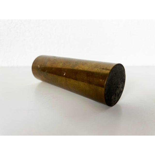Vintage Brass Cylinder Candleholder For Sale - Image 9 of 12