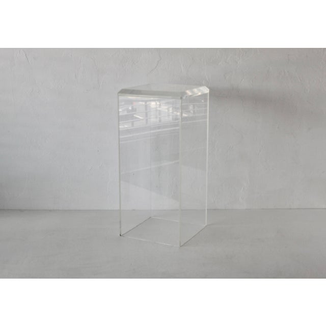 Modern Modern Lucite Acrylic Pedestal Column Stand Beveled Edge Detail Vintage For Sale - Image 3 of 13