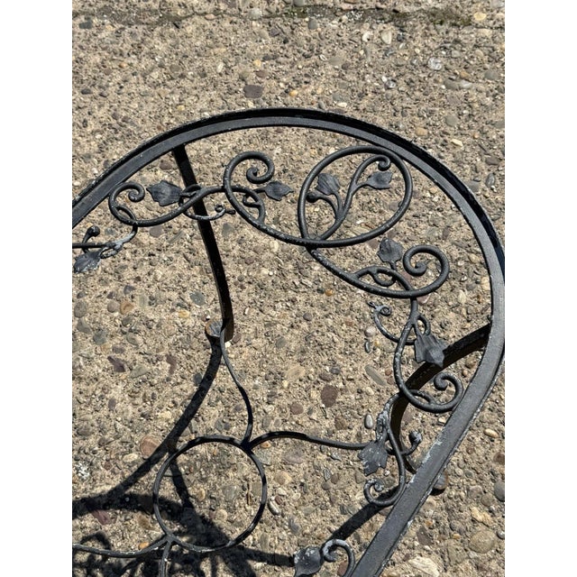Metal Vintage Salterini Style Leaf Vine Scroll Wrought Iron Oval Patio Coffee Table For Sale - Image 7 of 11