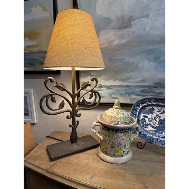 Italian Renaissance style tin glazed cache pot. Lemon fruit motifs. 12 “ tall 11” wide Not to be used for food.