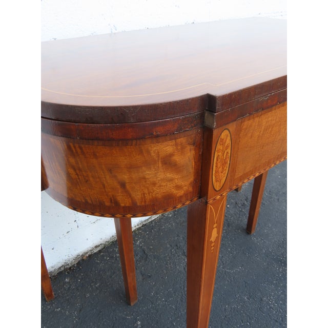 Mahogany Inlay Console Card Dinette Dining Extension Table 6082 For Sale - Image 13 of 17