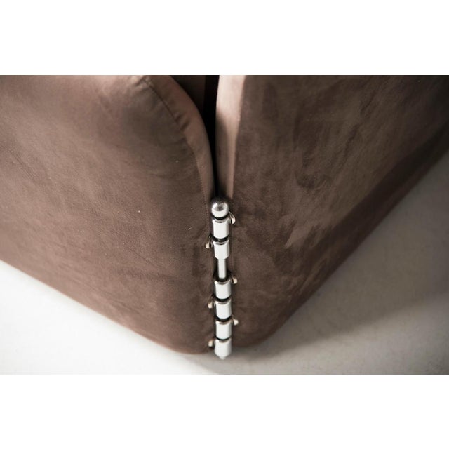 Brown Sofa and Armchairs in Velvet & Chromed Details, 1970s, Set of 3 For Sale - Image 13 of 15