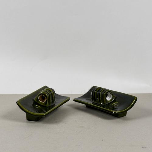 This stunning pair of glazed ceramic wall lamps is an excellent example of vintage design, ideal for enhancing modernist...