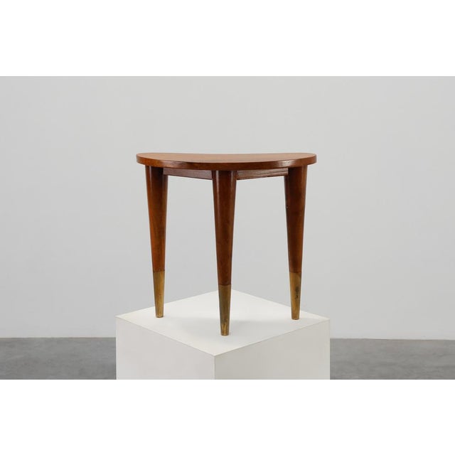 Mid-Century Modern Small Table in Wood and Brass in the style of Gio Ponti, Italy, 1950s For Sale - Image 3 of 11