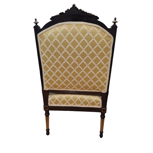 Two Napoleon III Style Gilt Ebonized Parlor Chairs For Sale - Image 9 of 9