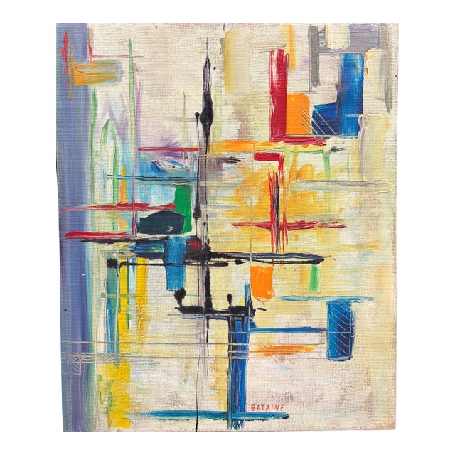 Vintage Abstract Oil Painting For Sale