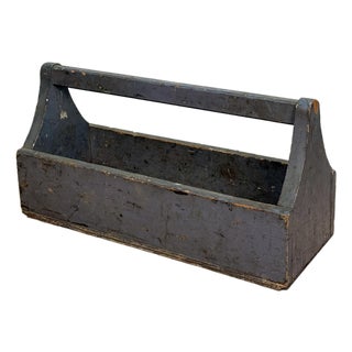 Antique Primitive Wood Tradesman Tool Caddy Box For Sale