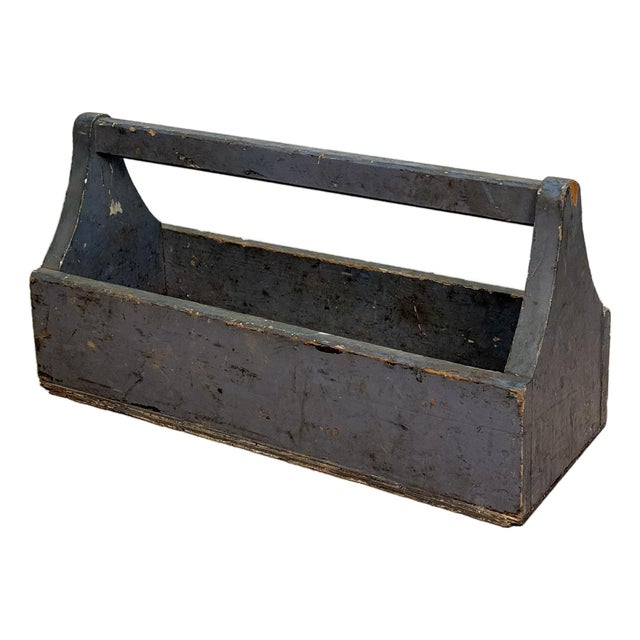Antique Primitive Wood Tradesman Tool Caddy Box For Sale