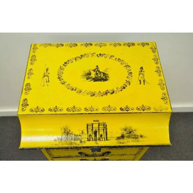 Antique 19th C. Italian Regency Tole Metal Flip Top Yellow Vanity Sink Drysink For Sale - Image 4 of 10
