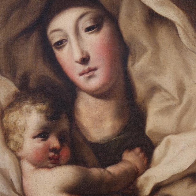 Italian Artist, Madonna with Child, 1680, Oil on Canvas For Sale - Image 15 of 16