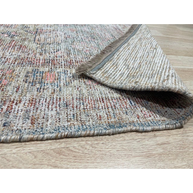 6x9 Blue Rose Distressed Medallion Hand-Knotted Wool Rug For Sale - Image 4 of 6