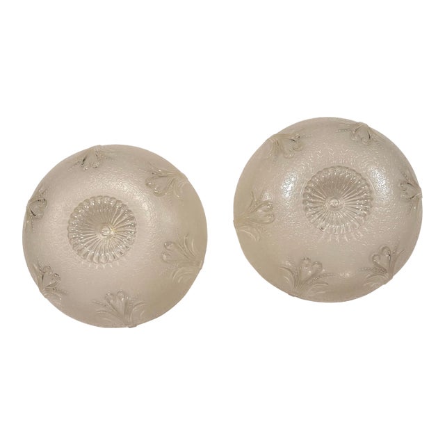 Early 20th Century Art Deco Frosted Glass Ceiling Light Shades - a Pair For Sale