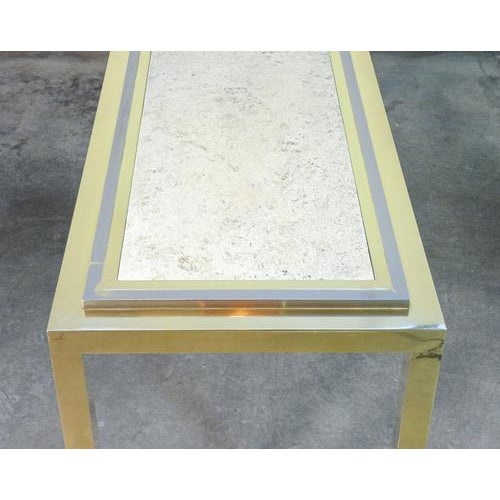 Console Table in Chromed Metal and Travertine Top For Sale - Image 11 of 18