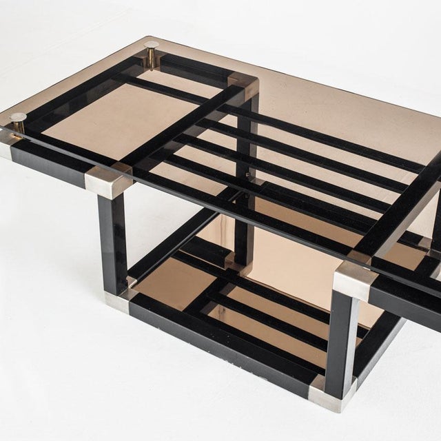 Iron and Smoked Glass Coffee Table, France, 1980s For Sale - Image 11 of 18
