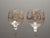 Wine glass/stemmed glass made of colorless glass. Square foot, four-faceted rectangular stem with red thread inclusions,...