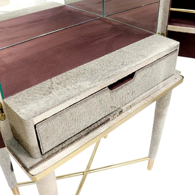 Silver Safari Steel & Cowhide Bar Cabinet For Sale - Image 8 of 12