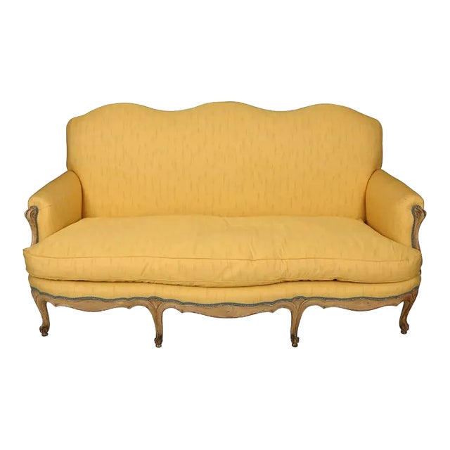 Newly Upholstered Couch in Yellow Scalamandre Fabric For Sale