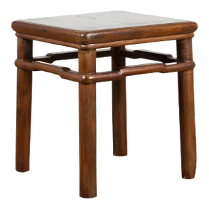 Chinese Qing Dynasty Period 19th Century Side Table with Humpback Stretchers