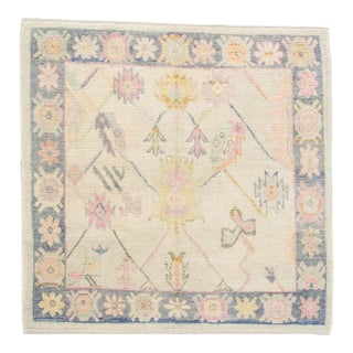 21st Century Oriental Handwoven Light Grey Turkish Oushak Rug 5'7" X 5'6" For Sale