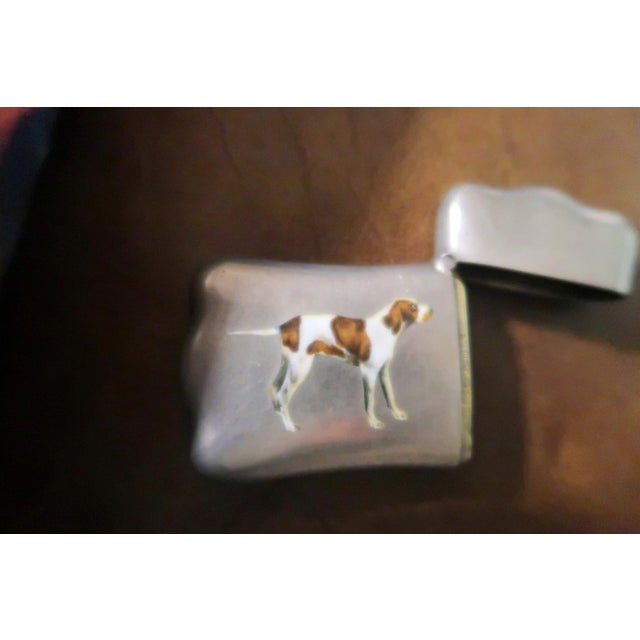 Metal Antique Sterling and Enamel Match Safe (Vesta) With Hunting Dog, C. 1900 For Sale - Image 7 of 11