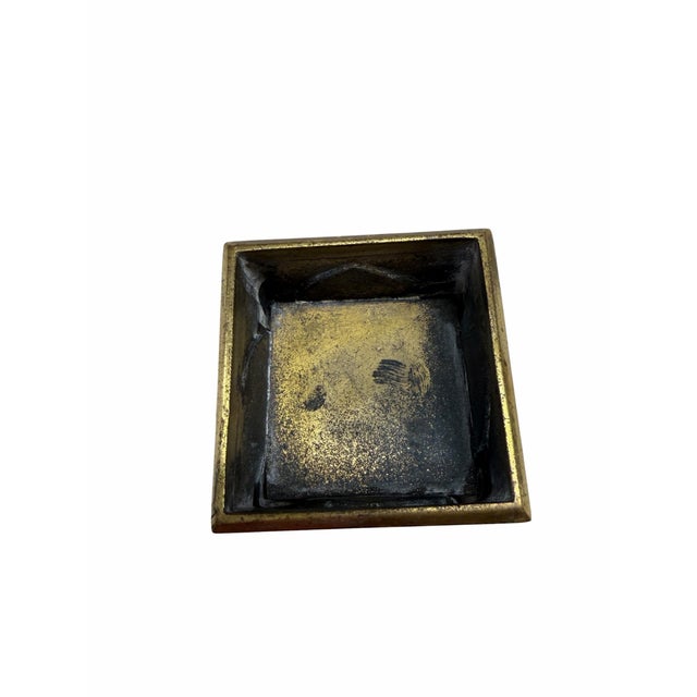 French Country Vintage Small Brass Footed Catchall For Sale - Image 3 of 5