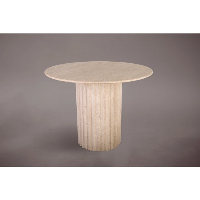 Daisy Travertine Round Dining Table 40" For Sale - Image 4 of 5