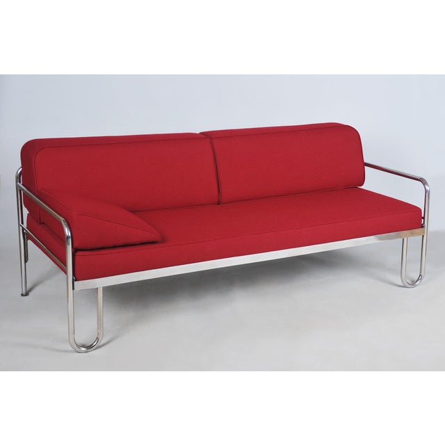 Czech Bauhaus Sofa in Chrome-Plated Steel attributed to Robert Slezák, 1930s For Sale - Image 11 of 11