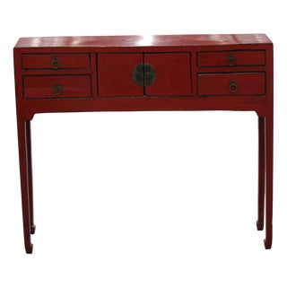 Red Wood Oriental Style Console Table For Sale