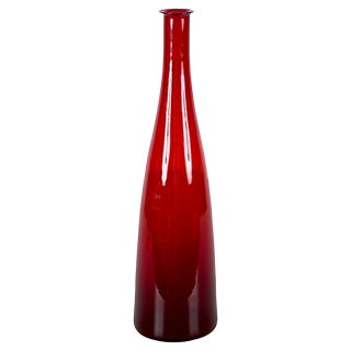 Mid-Century Modern Smoked Ruby Red Blown Murano Glass Bottle, Italy, 1970s For Sale