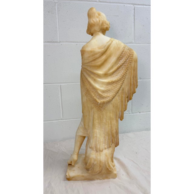 Stone Large Antique Hand Carved Alabaster Stone Lady Woman Sculpture Statue Art Marble For Sale - Image 7 of 16