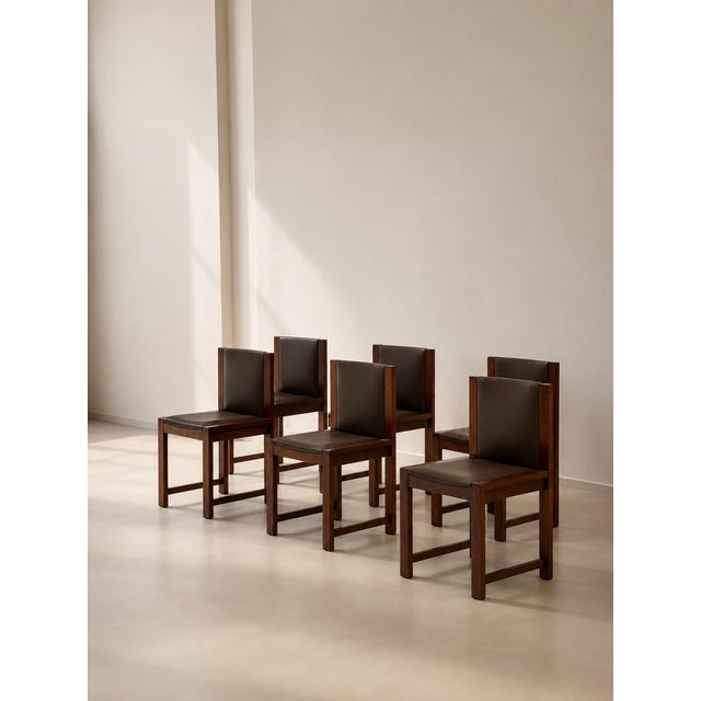 Vintage Wooden and Skai Chairs, 1960s, Set of 6 For Sale - Image 6 of 7