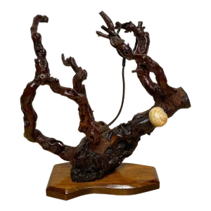 1960s French Modern Natural Grapevine ‚ÄòCoral‚Äô Wine Caddy