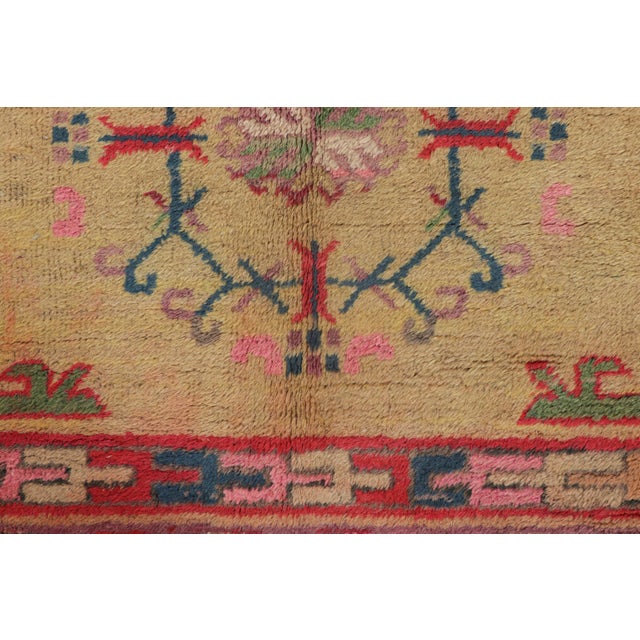 Traditional Vintage Samarkand Rug in Beige and Red With Geometric Medallion - Rug & Kilim For Sale - Image 3 of 8