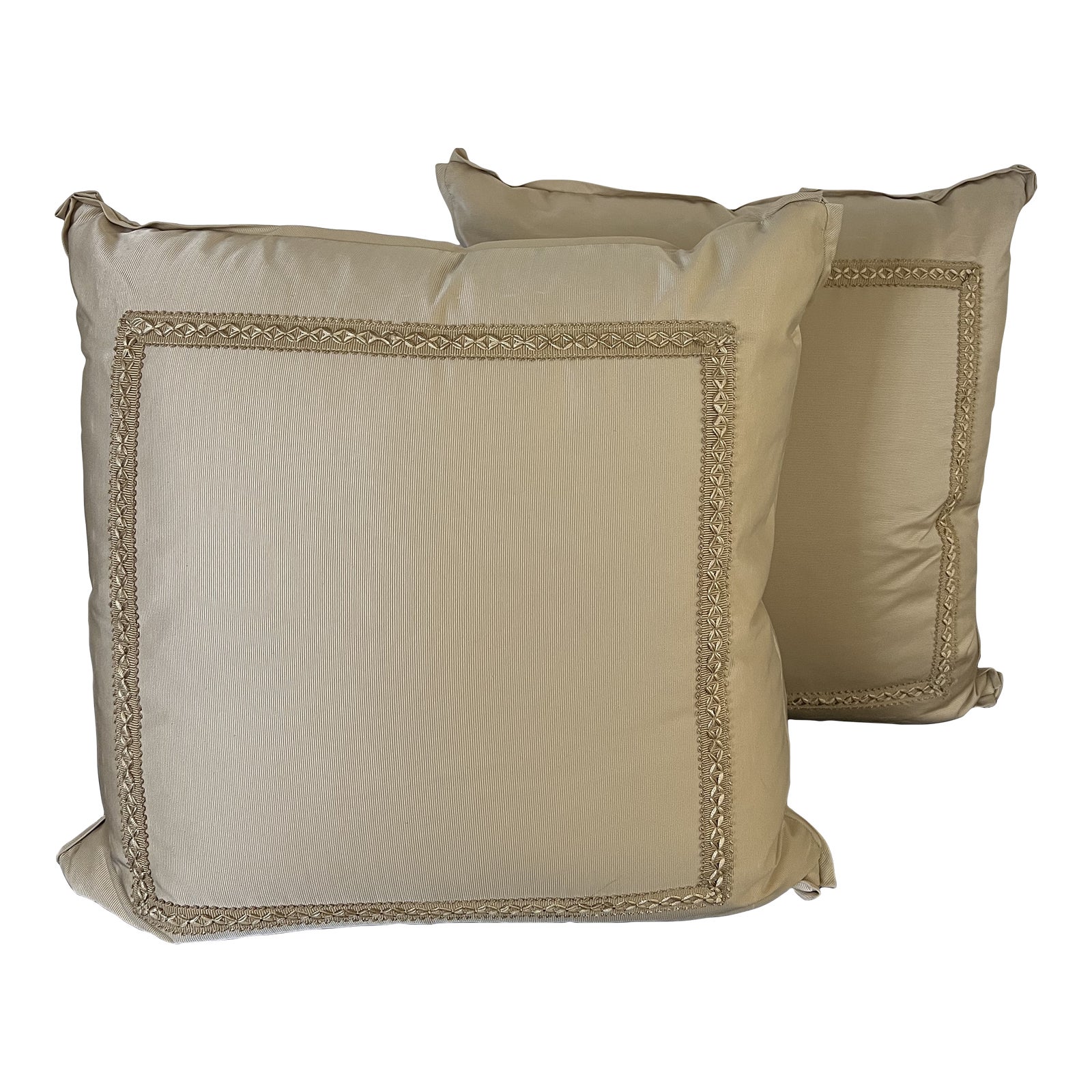 Nancy Corzine Pillows in a Fine Ottoman Fabric With a Flat Braid